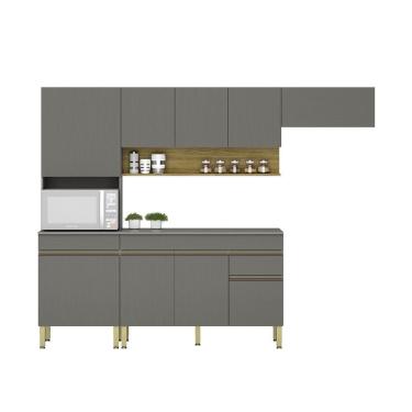 Imagem de Cozinha (com Balcão Com Tampo) 9 Portas 1 Gaveta Line Gris-gris-cp-freijo - Ssx Multicoisas