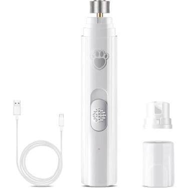 Imagem de Lixador Elétrico de Unhas para Cães e Gatos, 3 em 1, Motor Silencioso 50dB, 2 Velocidades, Recarregável USB, Tampa Ajustável, Kit Completo para Cuidados com Pets (Branco)