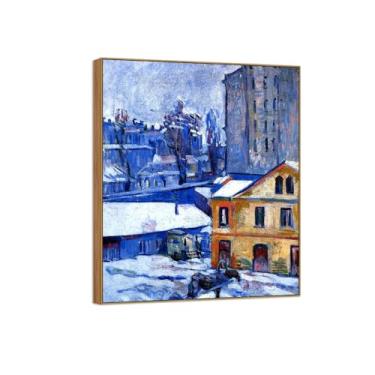 Imagem de David Burliuk Famosas impressões em tela de arte de parede prontas para pendurar. Paisagem urbana. Pintura de moldura de madeira para decoração de sala de estar 30 x 35 cm 12 x 13 polegadas