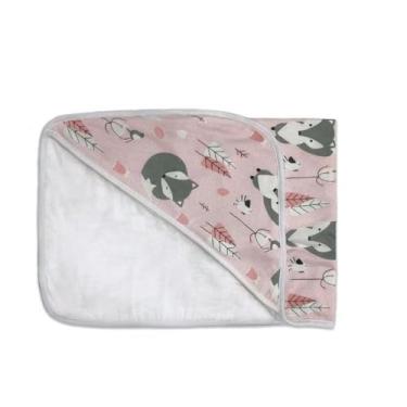 Imagem de Toalha com Capuz Bebê Infantil Menina Menino, 100% Algodão, 80x80cm, Fio 30.1 Penteado, (BABY FOX)
