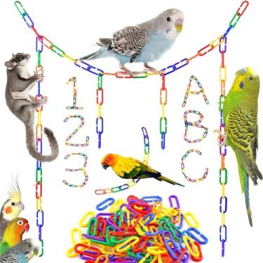 Imagem de AKOAK 100 peças de elos de corrente de plástico arco-íris C-Clips, arco-íris de cores mistas, ganchos de corrente DIY C-Clips, gaiola de balanço para pássaros e escaladas, para pequenos planadores