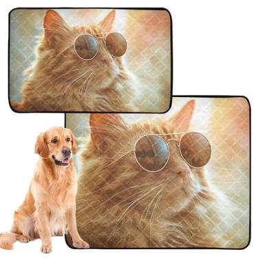 Imagem de Almofadas de xixi laváveis e fofas almofadas reutilizáveis para animais de estimação, gatos, absorventes e filhotes, tapete impermeável para cercadinho para cães, médio + grande, conjunto de 2