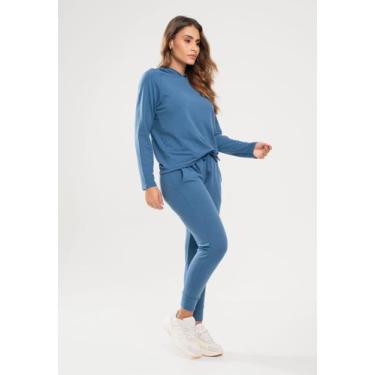 Imagem de Conjunto De Moletinho Com Casaco Capuz E Calça Jogger Azul Salvatore F