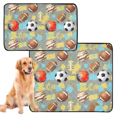 Imagem de Bolas esportivas pastel, amarelo, azul, almofadas laváveis, reutilizáveis para animais de estimação, tapetes à prova d'água, antiderrapante, absorvente para cães, tamanho médio + grande, conjunto com