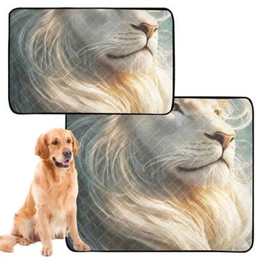 Imagem de TSENQUE Almofadas de xixi, laváveis, bonitas, brancas, juba de leão, para animais de estimação, gatos, almofadas de parto, absorventes e impermeáveis, tapetes fofos, médios + grandes, conjunto de 2