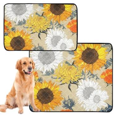Imagem de Almofadas laváveis para cães de estimação, tapete impermeável para caixa de cachorro, outono, girassol, floral, amarelo, almofada pequena para animais de estimação, almofadas absorventes de