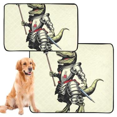 Imagem de TSENQUE Tapetes laváveis para animais de estimação, à prova d'água, tapete para cercadinho de cachorro Trex bandeira americana armadura reutilizável para animais de estimação absorventes almofada de