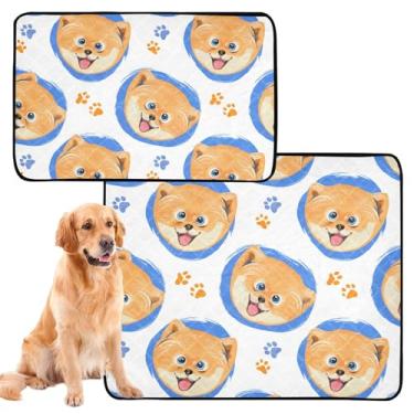 Imagem de Cute Pomeranian Dog Blue White Pet Cat Pee Pad reutilizável lavável para animais de estimação tapetes impermeáveis para cães fofos absorventes almofadas de treinamento para cães, pequeno x pacote com