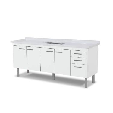 Imagem de Armário Para Cozinha Valenza 5606 192,2cm 3 Gavetas Rorato Cor Gianduia