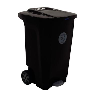 Imagem de Lixeira T-force Coleta Seletiva Orgânico Em Polipropileno Marrom Com Rodas 100 L