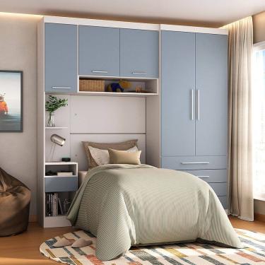 Imagem de Quarto Modulado Solteiro com Guarda-roupas Maleiro e Cabeceira Alpes Master Luciane Moveis