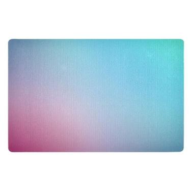 Imagem de GAIGEO Tapete de poliéster azul-petróleo dégradé azul rosa, capacho antiderrapante, interior, tapete de entrada interna 81 x 50 cm