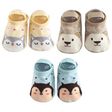 Imagem de Kit 3 Meias Sapatilhas Antiderrapante Pietra Baby Infantil Unissex Alg