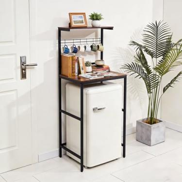 Imagem de Colingmill Mini armário de geladeira de 2 camadas com mini geladeira de armazenamento e prateleira de suporte de micro-ondas, suporte de cozinha para micro-ondas, prateleira de armazenamento de