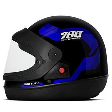 Imagem de CAPACETE FECHADO PRO TORK SPORT MOTO 788 PRETO - AZUL TAM. 56