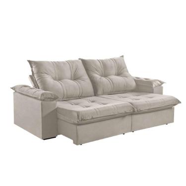 Imagem de Sofá 3 Lugares Retrátil 230cm Pillow Top Reclinável Creme