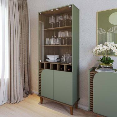 Imagem de Cristaleira Jurere 70cm 4 Portas De Giro - Ssx Multicoisas Cor Hortelã/amendoa