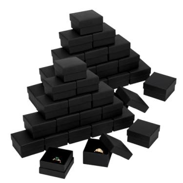 Imagem de JBESUHI 72 caixas de presente pretas de papelão (5 × 5 × 3 cm) - pequenas caixas de brincos com tampas a granel para casamento, festa, embalagem de loja | armazenamento de anel, colar, brinco