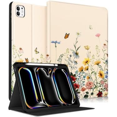 Imagem de Wazzasoft Capa para iPad Pro de 13 polegadas M5 2025/M4 2024 - Capa fólio inteligente para mulheres e meninas (despertar/hibernar automaticamente) com suporte de lápis embutido para tablet Apple, capa