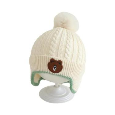 Imagem de Gorro De Tricô Com Pompons De Urso Para Meninas E Meninos, Quente Para