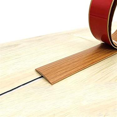Imagem de Tiras de cobertura de piso de 1 m, tiras de transição de piso, barras de limite, tiras de união de perfil de transição de PVC autoadesivas, tira divisória de porta, divisor de piso adesivo (carvalho