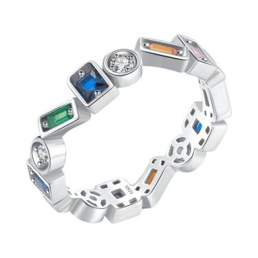 Imagem de Anel De Dedo Irregular Empilhável Em Prata Esterlina 925 Com Zircônia 