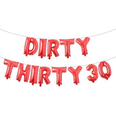 Imagem de Decorações de festa de aniversário de 30 anos Dirty Thirty para ela, multicolorido, 30 balões sujos, decorações de faixa para mulheres de 30 anos (DIRTY THIRTY 30 Red)