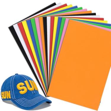 Imagem de Catephe 16 peças de espuma de bordado, bordado 3D 3D de 20 x 30 cm, folhas de espuma de EVA para artesanato criando efeito 3D para bonés, bolsas, pano, 8 cores sortidas, bordado à mão ou à máquina