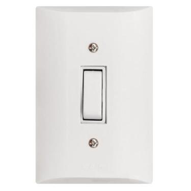 Imagem de Interruptor Simples 1 Tecla 10A Branco Com Placa Espelho Bivolt 127v e