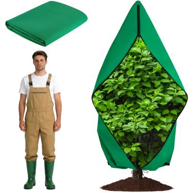 Imagem de Zip A Tree Cover Proteção contra congelamento, sacos de cobertura grossa de proteção de plantas para plantas ao ar livre com cordão, cobertores de gelo com zíper para cedros, zimbro, ciprestes e