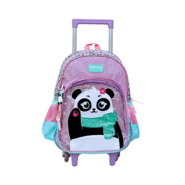 Imagem de Mochila Luxcel Carrinho Kids Panda Bolso Frontal-Feminino