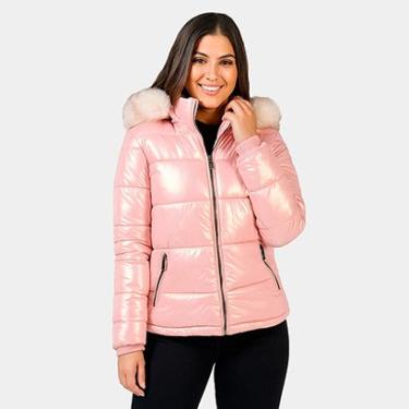Imagem de Jaqueta Feminina Puffer Kla Metalizada Rosa Tam. G-Feminino