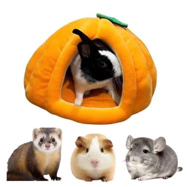 Imagem de Copfeu Cama de coelho de estimação, adorável ninho aconchegante em forma de abóbora, refúgio confortável espesso, adequado para coelhos, porquinhos-da-índia, furões, chinchilas e outros animais de