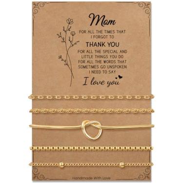 Imagem de Pulseiras de elos de ouro presentes para mulheres: pulseira empilhável banhada a ouro 14K na moda fina delicada elos cubanos conjuntos de joias presentes para mulheres amigas mãe filha irmã, 6.7