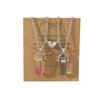 Imagem de Colar de amizade para mulheres, cristais de cura combinando com coração, joia para melhor amiga para ela, Medium, Latão, Sem Pedra Preciosa