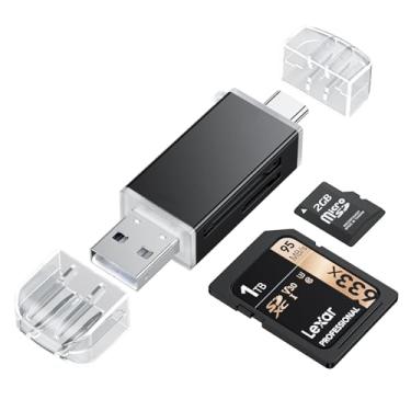 Imagem de Leitor de cartão SD USB C, dois compartimentos USB 2.0 tipo C para adaptador de cartão micro SD, leitor de cartão de memória para MicroSD, SDHC, SDXC, compatível com laptop, PC, iPhone 17/16, iPad Pro