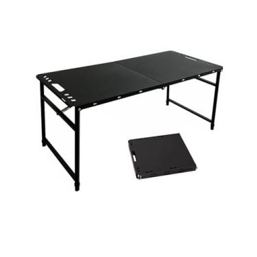 Imagem de WEIZHIBA Mesas dobráveis portáteis ao ar livre, mesa de altura ajustável, mesa de acampamento portátil para acampamento ao ar livre, praia, piquenique, quintal, churrasco e festa (preto)