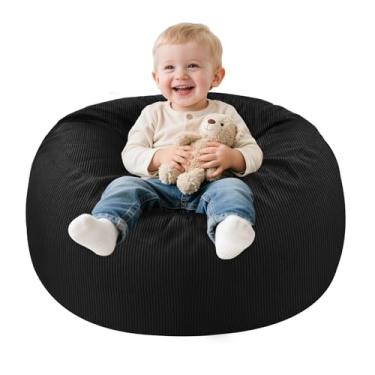 Imagem de Jorbest Cadeira de pufe para crianças, pufe de 6 m, poltrona pequena, com enchimento de espuma viscoelástica e luxuosa capa de veludo cotelê para meninos e meninas, poltrona de sofá macia com