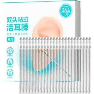 Imagem de 24 peças de cotonetes de orelha pegajosos reutilizáveis cotonetes de limpeza de orelhas adesivos ferramentas de remoção de cotonete de orelhas ferramentas de limpeza de orelhas cureta para mulheres ou