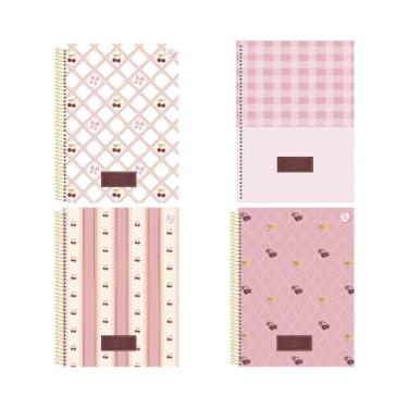 Imagem de Caderno Universitário Feminino Sweet Cherry, Capa Dura, 1 Matéria, 80 Folhas Pautadas, Espiral, Rosa, 20x27,5cm