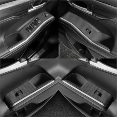 Imagem de Temmis Capa de painel de interruptor de janela de porta de carro 4 peças para Toyota Highlander 2022-2026, acessórios de decoração de interiores automotivos kit de estilo de silicone para acabamento