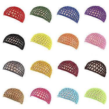 Imagem de Touca de malha multicolorida feita à mão com rede de crochê noturna (café)