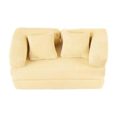 Imagem de Luwecf Sofá-cama em Miniatura para Casa de Bonecas Na Escala 1:12, Móveis em Miniatura, Acessórios para Projetos DIY, Adereços para Fotos, Decoração com Almo, Bege
