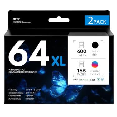 Imagem de Cartucho de tinta 64XL (preto e colorido 2 pacotes) de substituição para HP 64 XL 64 cartuchos de tinta serve para Envy Photo 7858 7855 7155 7864 7158 6252 6255 Tango Printer Combo Pack