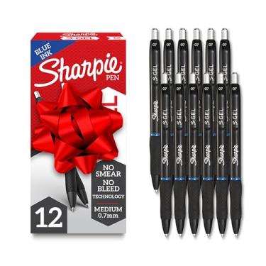Imagem de Sharpie Canetas S-gel, ponta média (0,7 mm), tinta azul, 12 unidades – ideal para escrever, diário, desenhar, colorir, anotações, material universitário, pacote com 12