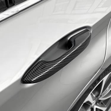 Imagem de Zacxoxsr Protetor de maçaneta de porta de carro sem adesivo compatível com acessórios Lexus ES 2018-2020 2021 2022 2023 2024 2025 2026 (2. grão de fibra de carbono)