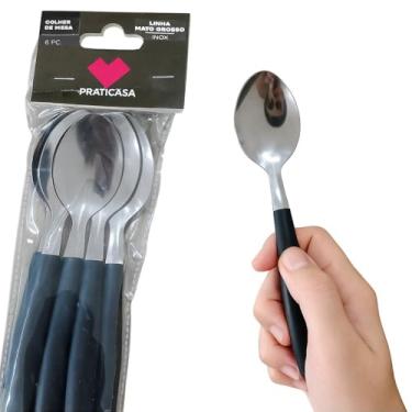 Imagem de Colher de Mesa Inox Linha Mato Grosso, Preta, 20 cm, Cabo em Polipropileno, 6 Peças