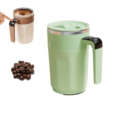 Imagem de Caneca de café com agitação magnética automática, nova caneca de café elétrica 2026 com visor de temperatura, canecas recarregáveis de agitação automática com tampa para café, chocolate, leite, chá