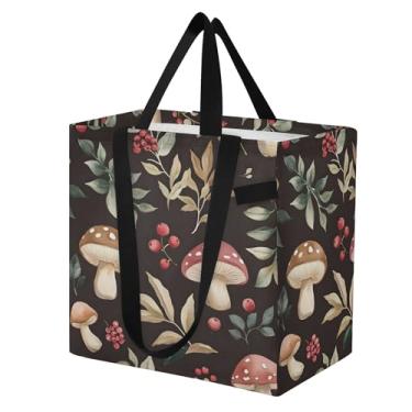 Imagem de SEHANY Sacola de compras reutilizável de cogumelo herb com alças reforçadas, bolsa de compras de lona dobrável à prova d'água de grande capacidade para viagem, cozinha, praia