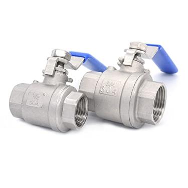 Imagem de Válvula 1/10.2 cm 3/20.3 cm 1/5.1 cm 3/10.2 cm 2.5 cm 1-1/10.2 cm 1-1/5.1 cm fêmea de aço inoxidável SS304 2P válvula de esfera com válvulas de rosca de alça de vinil (DN8)